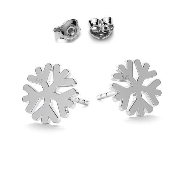 Front view of Sterling Silver Snowflake Stud Earrings – perfect for winter and Christmas gifts, showing elegant snowflake design by Magpie Gems in Ireland